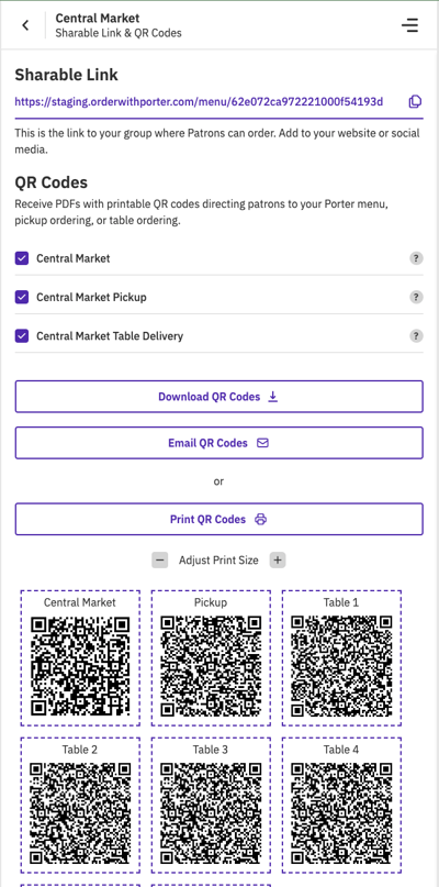 QR code options